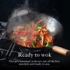 Beavatott (azonnal használható) kézzel kalapált lapos aljú 35 cm-es wok serpenyő - Image 2