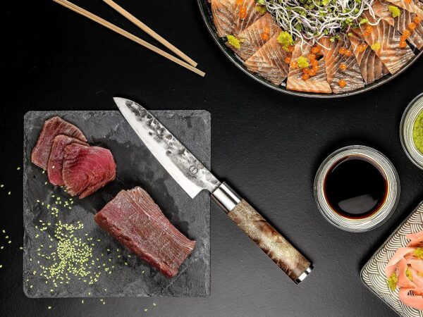 Forged VG10 gyökérfa nyelvű Santoku kés húshoz, szeleteléshez