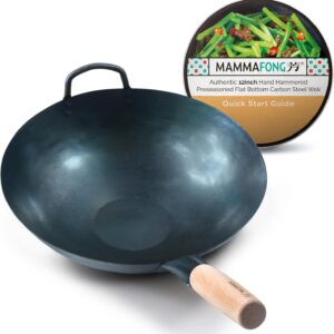 Beavatott, kézzel kapalált lapos aljú 30cm-es (kis) wok serpenyő